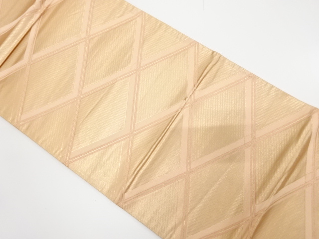 JAPANESE KIMONO / ANTIQUE FUKURO OBI / SILK / WOVEN RHOMBUS
